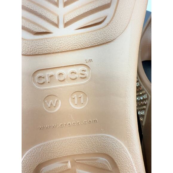 Crocs Monterey Shimmer Womens 11 Wedge Flip Flop Sandals Bronze Brown Platform - Picture 12 of 13